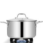 NutriChef 8 Quart Stainless Steel Cookware Stockpot - Heavy Duty Induction Pot, Soup Pot With Lid - NCSP8