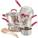 Rachael Ray 10 Piece Create Delicious Stainless Steel Cookware Set - Red