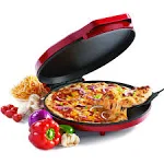 Betty Crocker Pizza Maker Plus, Parrilla Eléctrica de Interior de 12 ", Sartén Antiadherente para Pizzas, Quesadillas, Tortillas, Nachos y Más, Plancha Eléctrica de 12" para Deliciosas Comidas y Snacks, Rojo