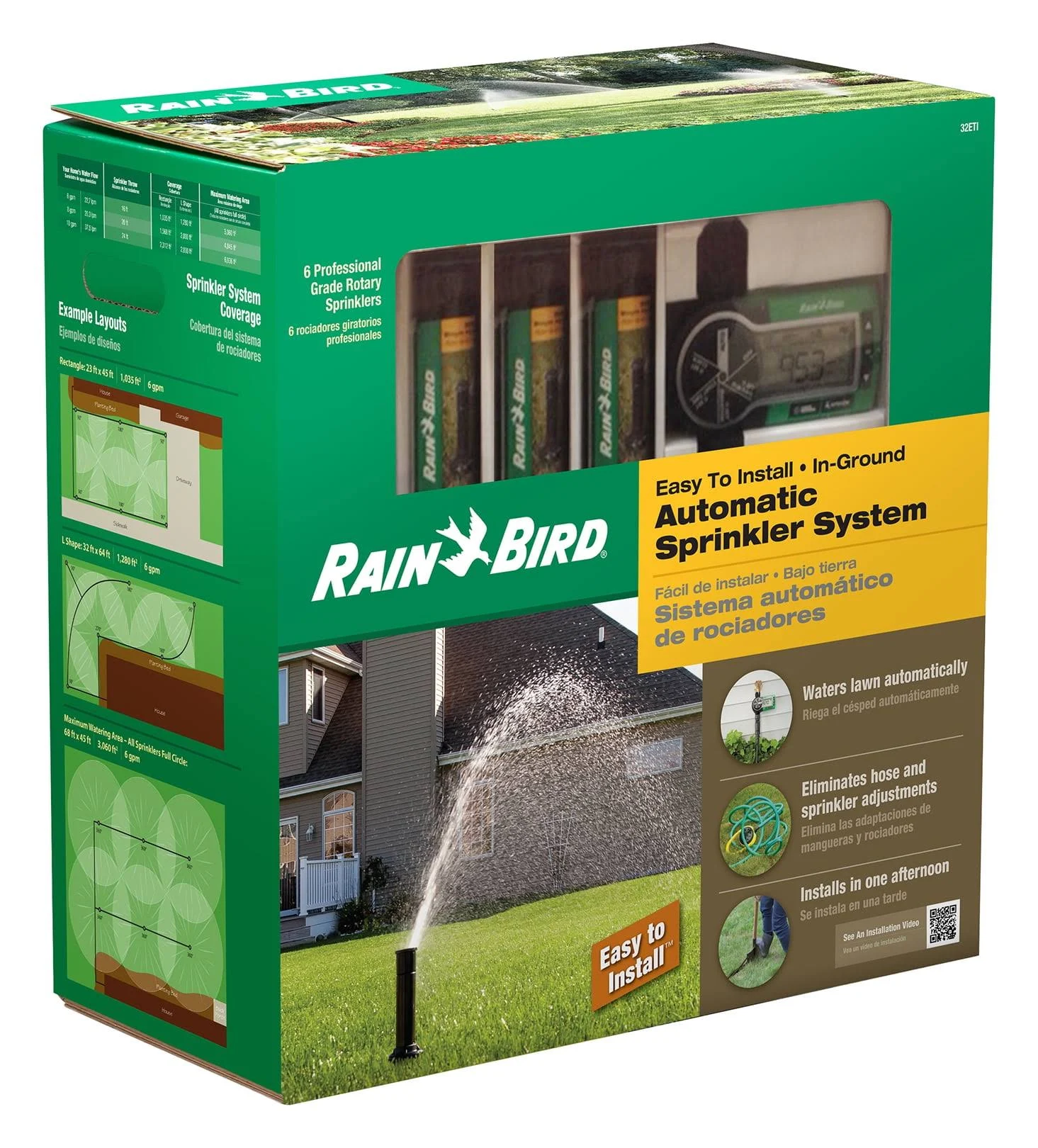 Rain Bird 32eti Underground Irrigation Automatic Sprinkler System Kit