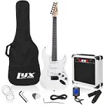 LyxPro 39" Stratocaster Electric Guitar Beginner Kit - White