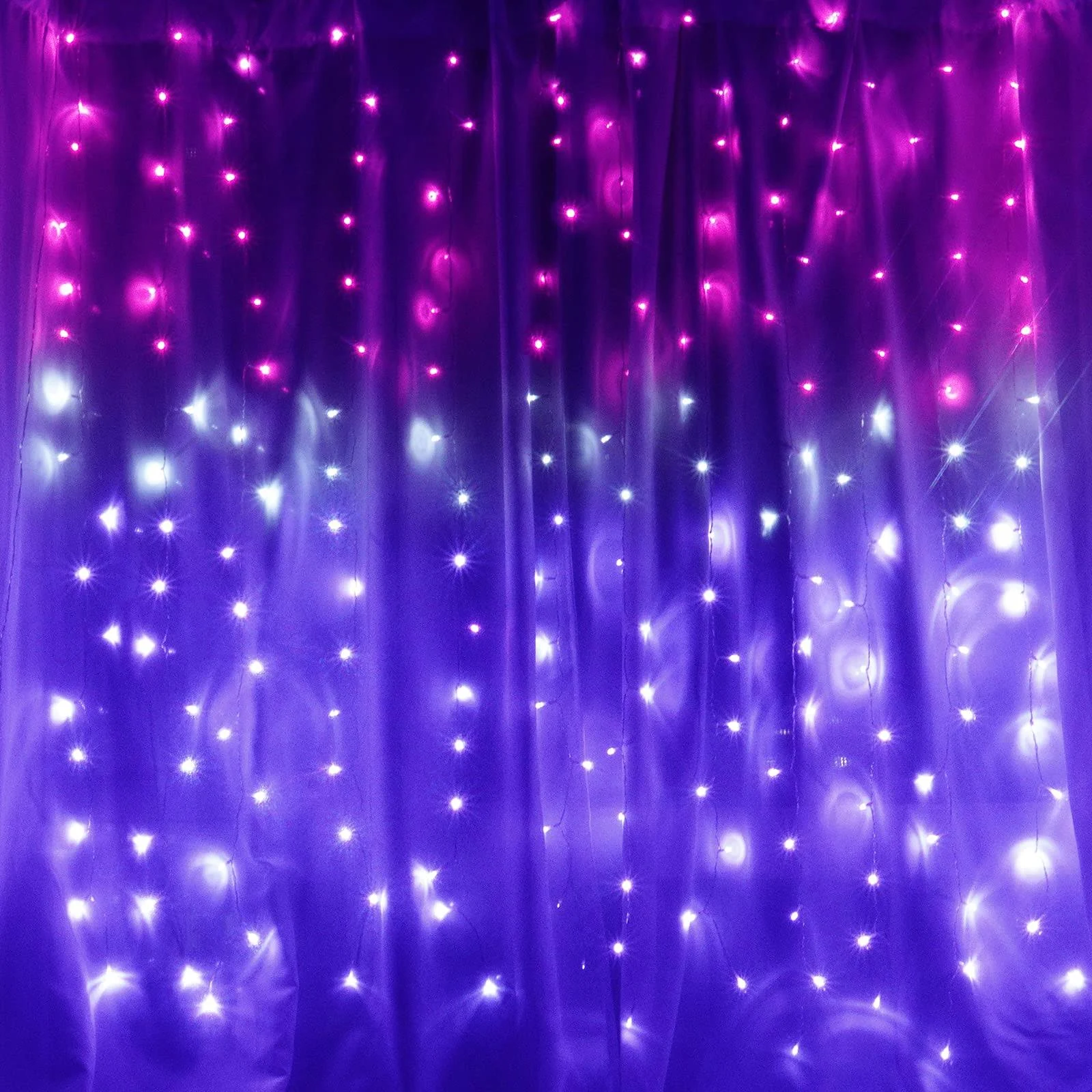 CoziTech Curtain Lights Pink Lavender Lilac Purple Ombre Fairy Lights for Bedroom ...