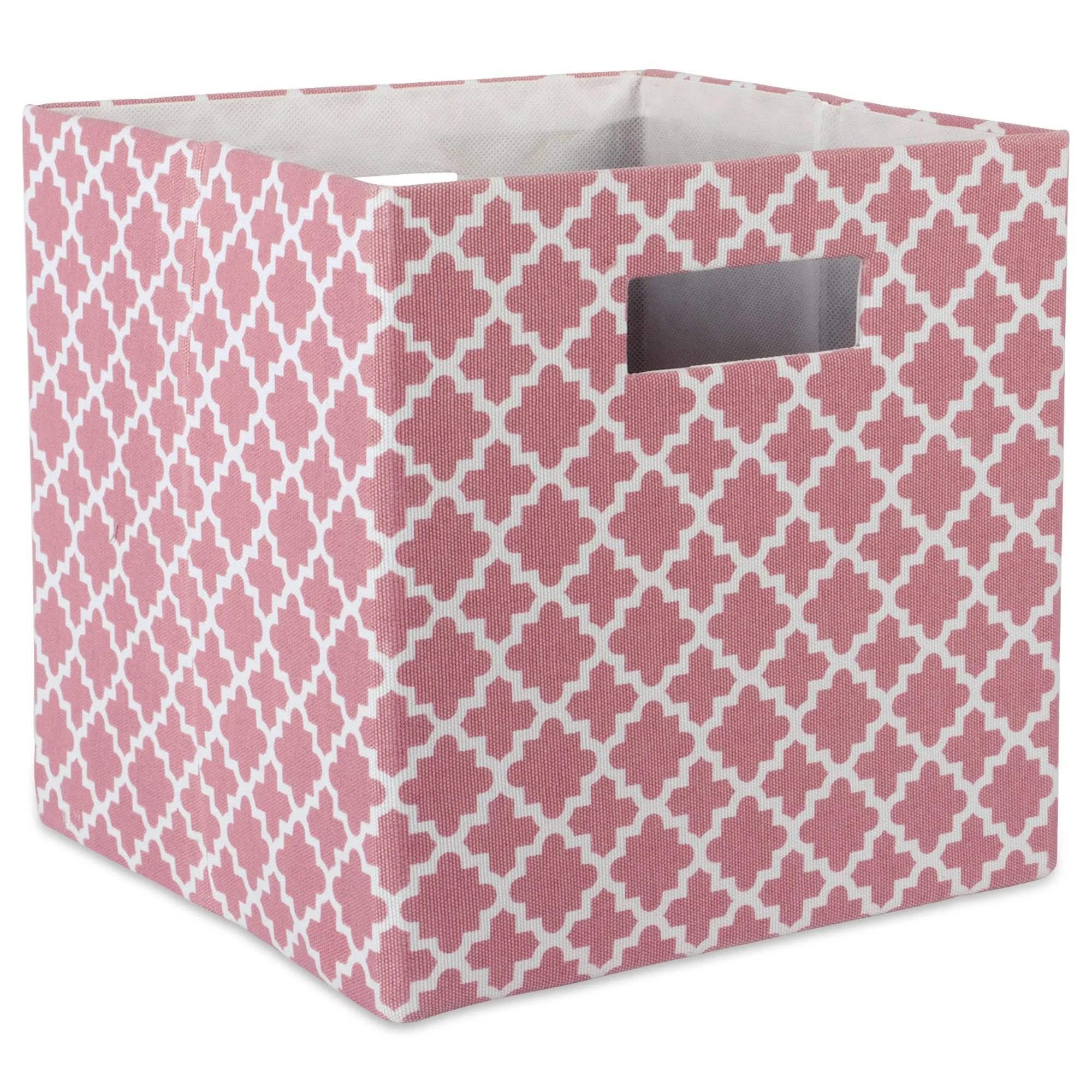 DII Hard Sided Collapsible Fabric Storage Container for Nursery, Offices, & Home Organization, (13x13x13") - Lattice Rose