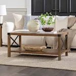 Walker Edison 40" Metal x Coffee Table - Rustic Oak/Black