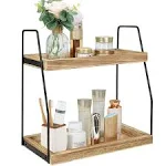 2-Tier Bathroom Counter Organizer, Wood Bathroom Organizer and Storage, Bathroom Corner Shelves for Counter Vanity Organizer, Bathroom Organizer Countertop for Bathroom Accessories, Perfume Organizer