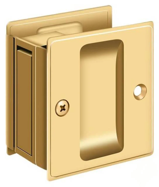 Pocket Lock, 2-1/2&quot; x 2-3/4&quot; Passage - PVD Polished Brass