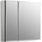 Kohler 30" W x 26" H Aluminum Two-Door Medicine Cabinet with Mirrored Doors, Beveled Edges