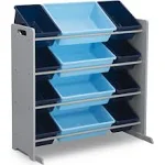 Delta Children Kids Toy Storage Organizer with 12 Plastic Bins Grey/Blue