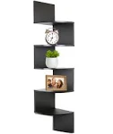 Greenco 5 Tier Wall Mount Corner Shelves Espresso Finish