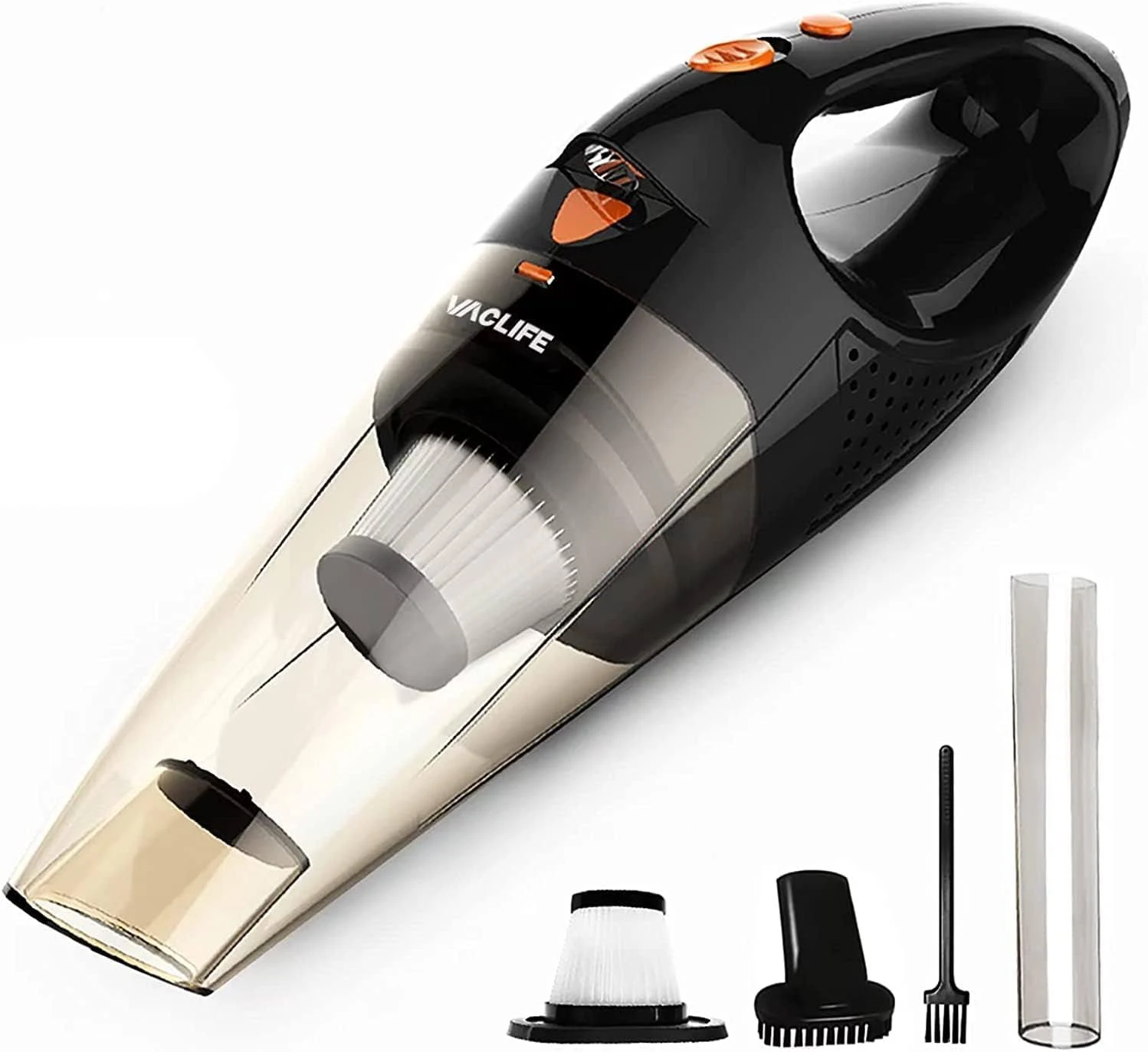 VacLife Handheld Vacuum, Car Vacuum Cleaner Cordless, Mini Portable Rechargeable Vacuum Cleaner with 2 Filters, Orange (VL189)