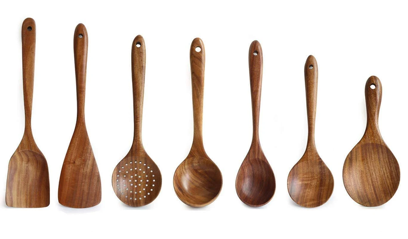 Messon Handmade Natural Teak Cooking Spoons