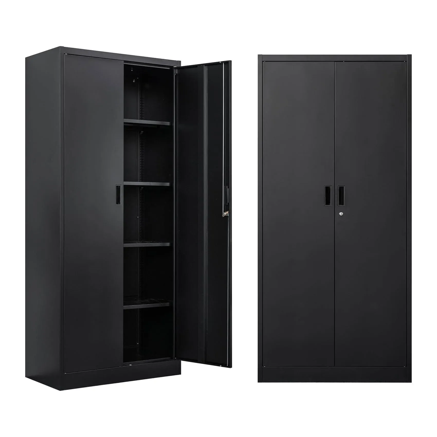 BESFUR Metal Storage Cabinet, 72" H x 36" W x 18" D Garage Storage Cabinet, Adjustable Shelves and Locking Doors for Office, School, Garage - Black