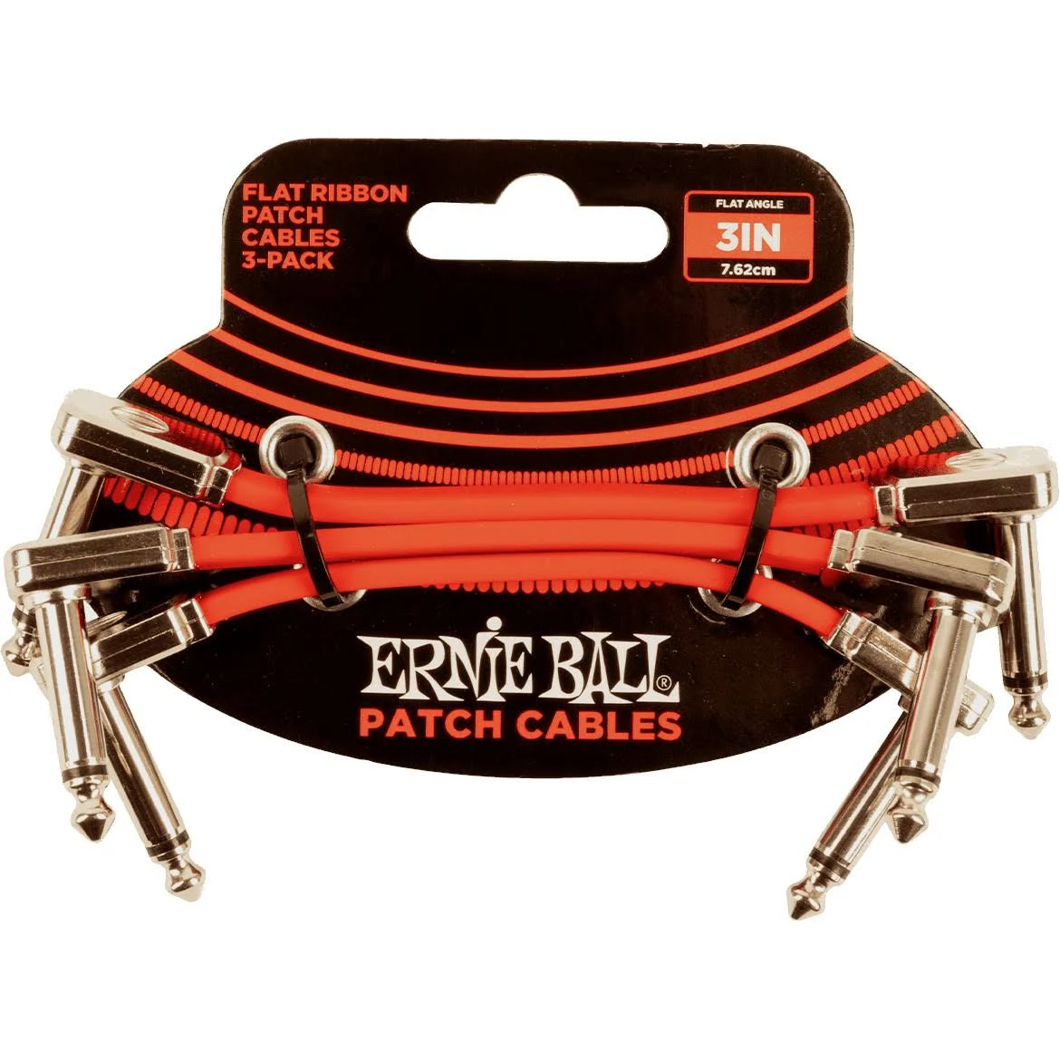 Ernie Ball 3" Flat Ribbon Patch Cable 3-Pack - Red