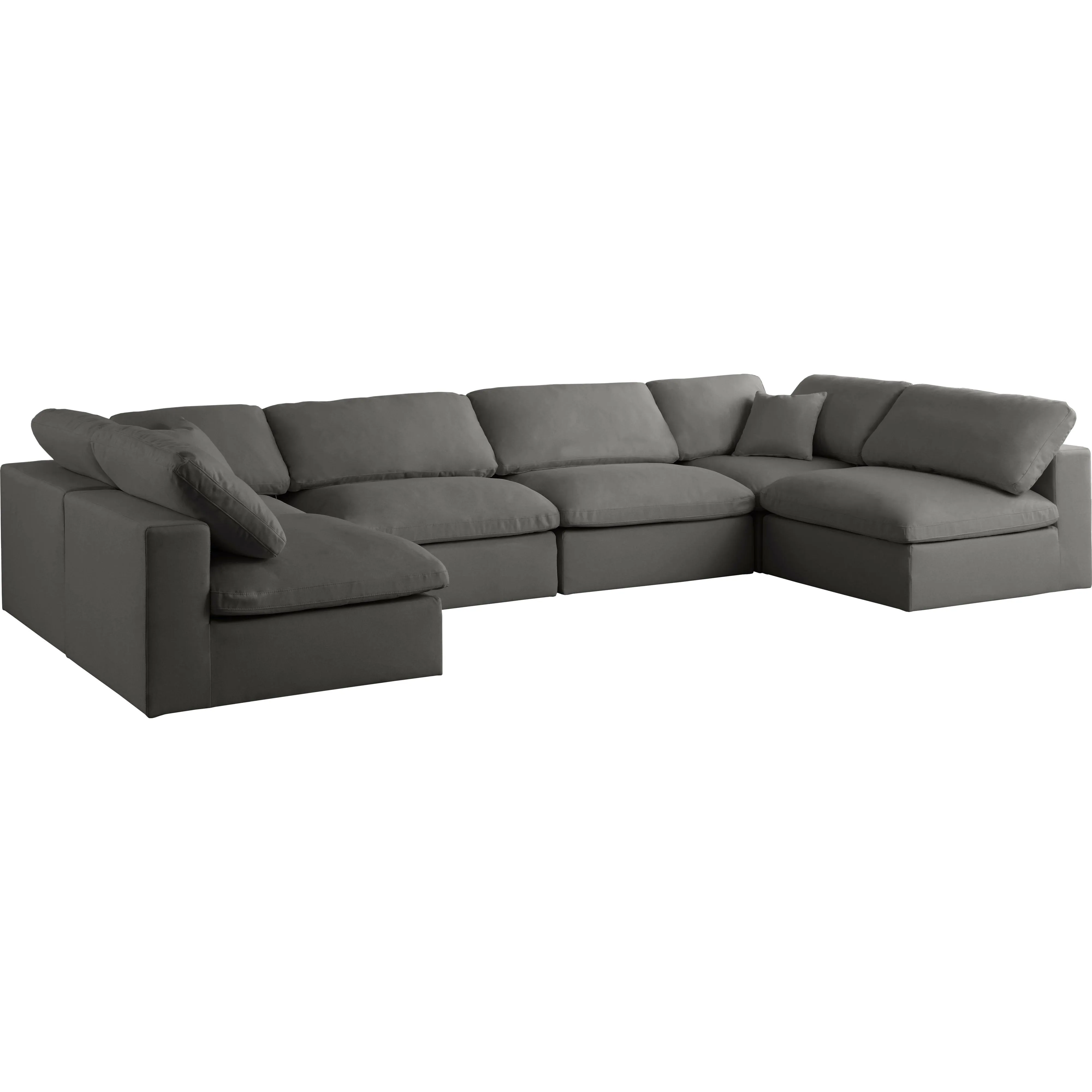 Plush 140&quot; 6-Piece Velvet Standard Comfort Modular U-Shape Corner Sectional