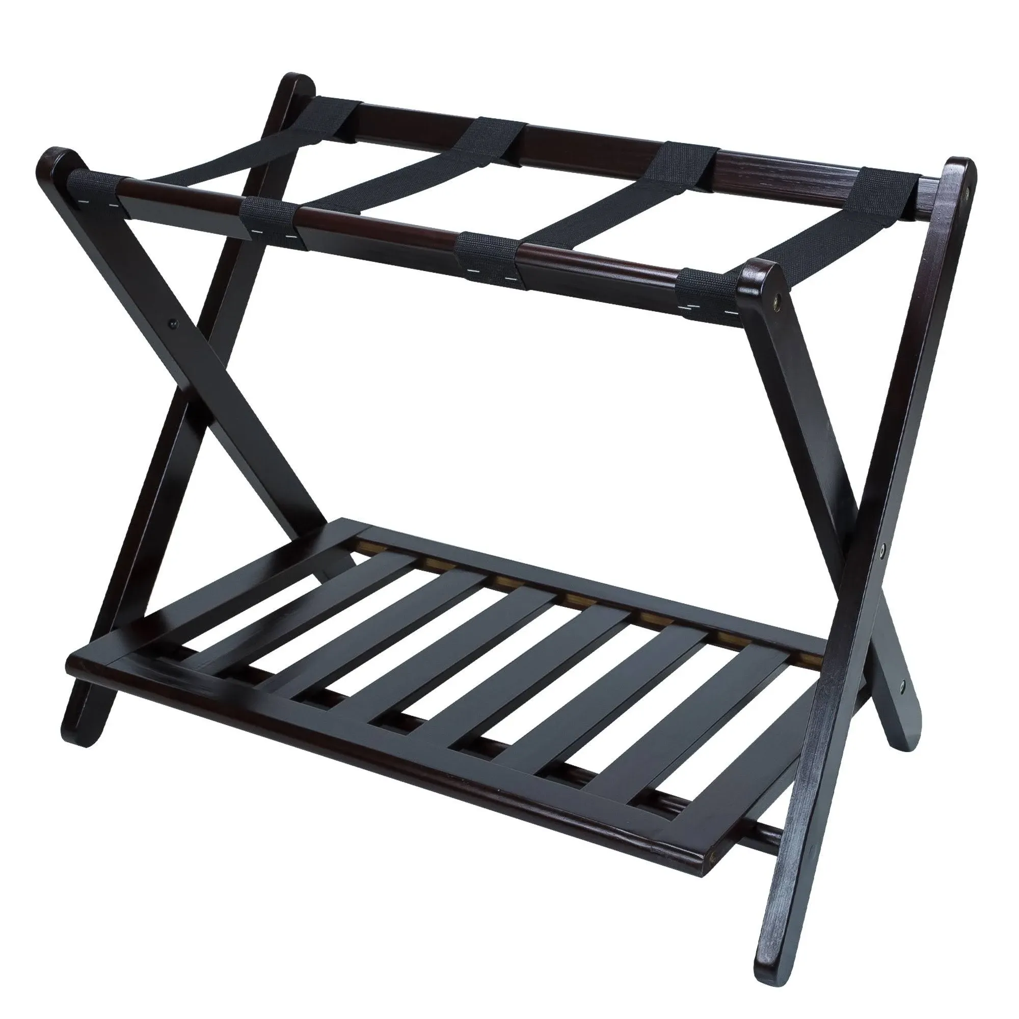 Casual Home Espresso Luggage Rack with Shelf