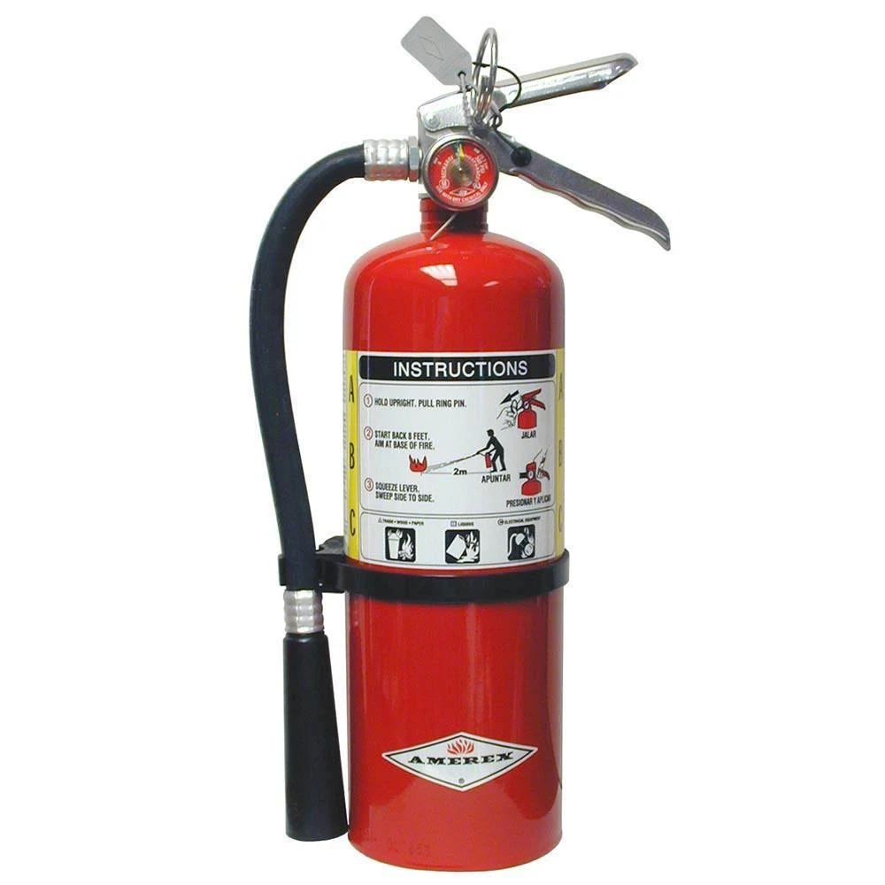 Amerex B500, 5lb ABC Dry Chemical Class A B C Multi-Purpose 5 Pound Fire Extinguisher with Wall Bracket.