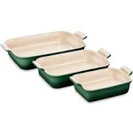 Le Creuset Set of (3) Heritage Rectangular Baking Dishes,Artichaut