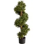 Nearly Natural | &quot;33&quot;&quot; Boxwood Topiary Spiral Artificial Tree Indoor/Outdoor - Green&quot; | Realry