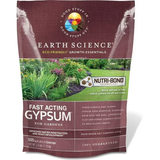 Revitalize Your Soil with Earth Science: Fast-Acting Gypsum featuring Nutri-Bond Runoff Reduction Tech – Restore Soil Health, Enhance Water Penetration – 5 lb Soil Conditioner