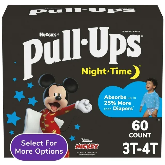 Pull-Ups Boys' Night-Time Training Pants, 3T-4T (32-40 lbs), 60 Ct (Select for More)