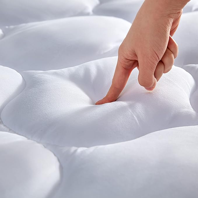 Sleep Zone Twin Quilted Fitted Mattress Pad Cover, Soft Fluffy, 21 INCHES.