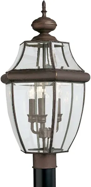 Lancaster 3 Light 24 inch Antique Bronze Outdoor Post Lantern