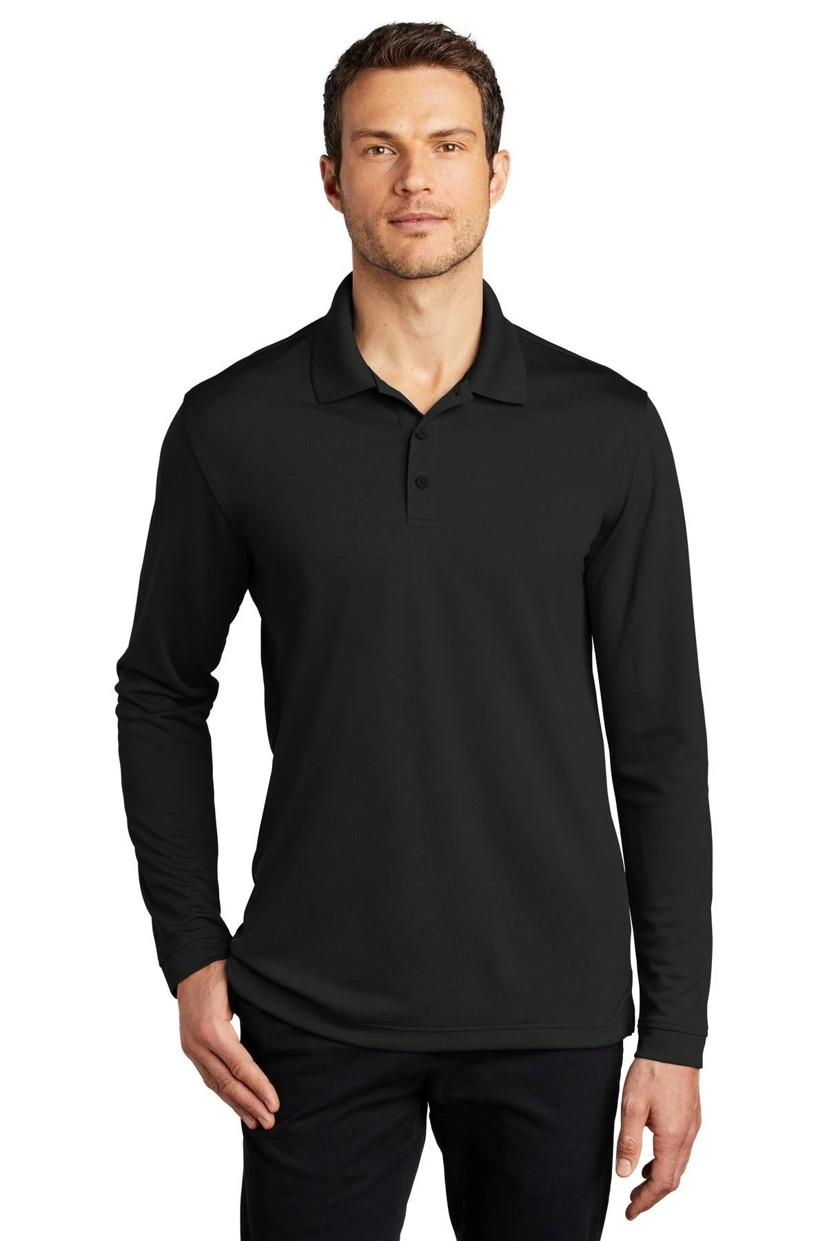 Port Authority K110LS Dry Zone UV Micro Mesh Long Sleeve Polo - Graphite - L