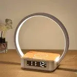 blonbar Bedside Lamp Qi Wireless Charger LED Desk Circular With Alarm Clock