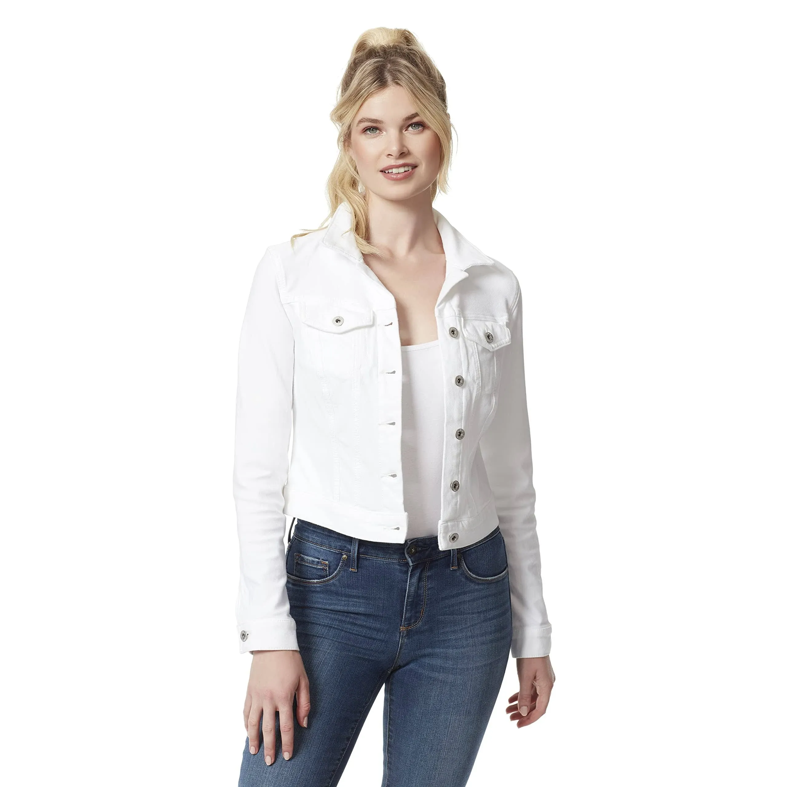 Jessica Simpson White Pixie Knit Denim Jacket Size: Jr. Small