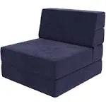 Novogratz The Flower Kids 5-in-1 Modular Chair and Lounger Bed, Navy Blue Microfiber