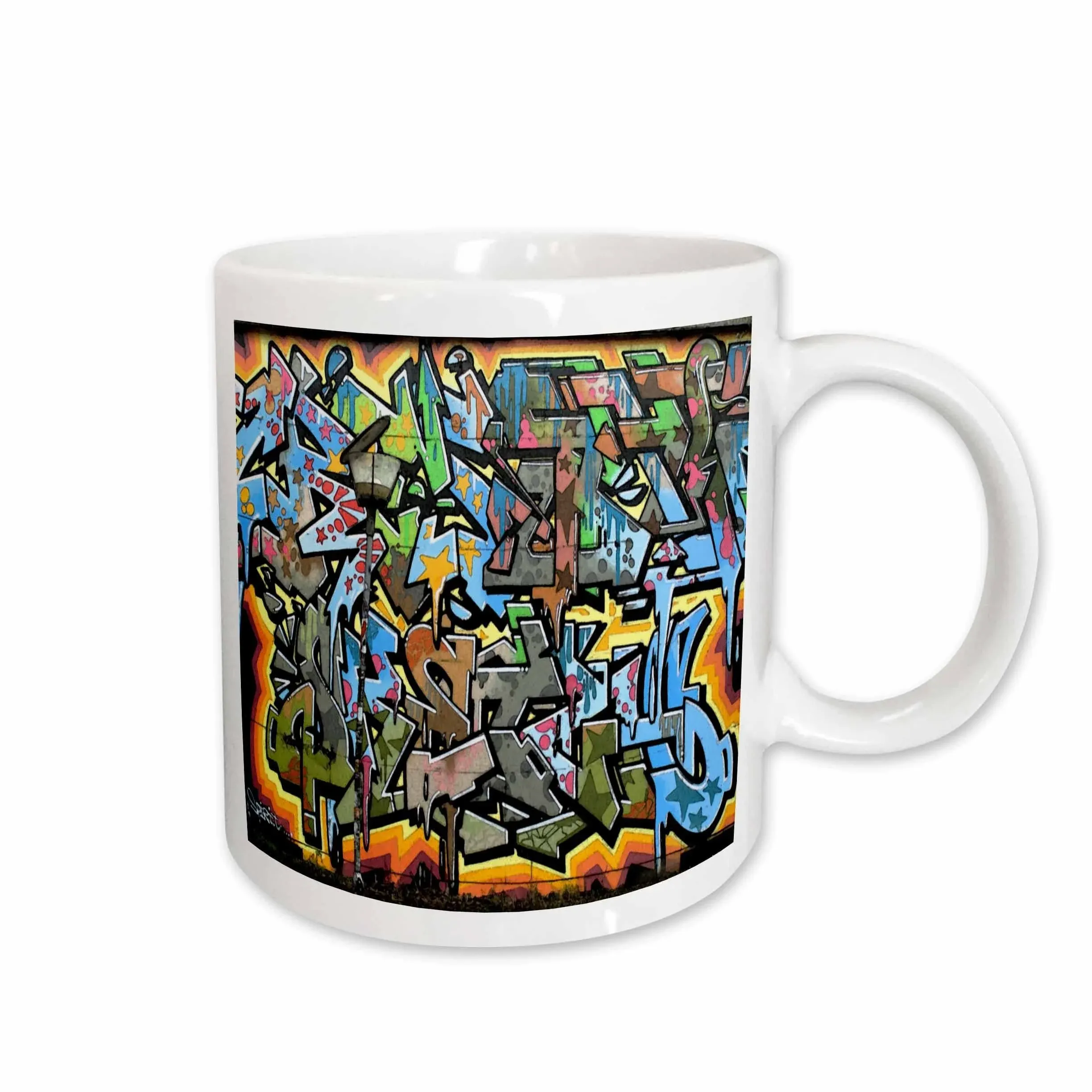 3dRose mug_53876_2 Graffiti Wall Art Lettering Ceramic Mug, 15-Ounce