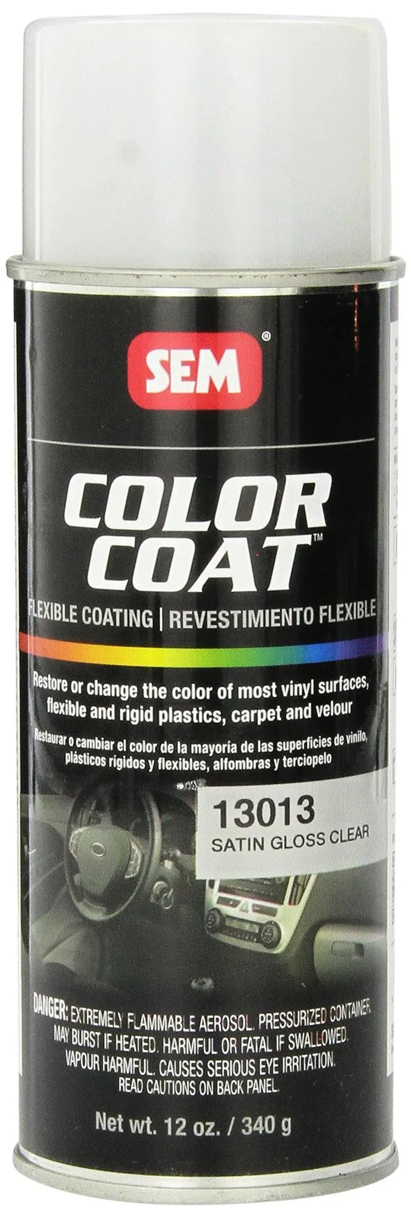 SEM Color Coat - Satin Gloss Clear 16 oz Can with 12 oz Fill Aerosol Can 13013