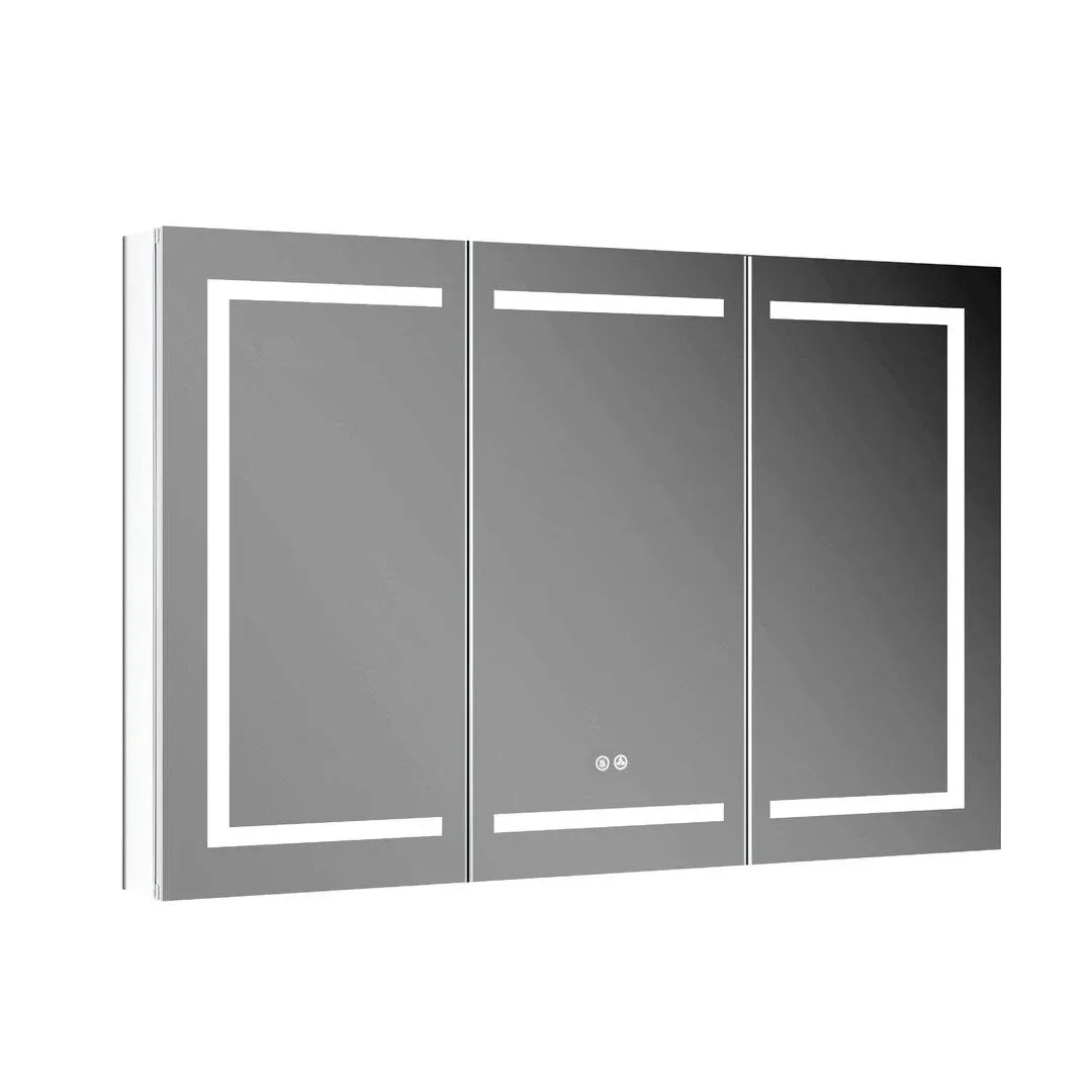 Orren Ellis 7A71BED490024F46ABC75408DF8B991F Recessed or Surface Mount Frameless LED Medicine Cabinet with 3 Adjustable Shelves and LED Lighting Size: