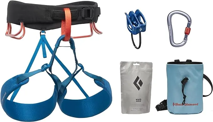 BLACK DIAMOND Mens Momentum Rock Climbing Harness - Complete ATC-XP Package