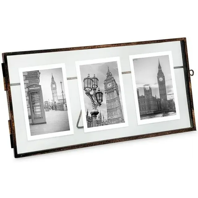 Isaac Jacobs 3-Photo Vintage Style Floating Picture Frame