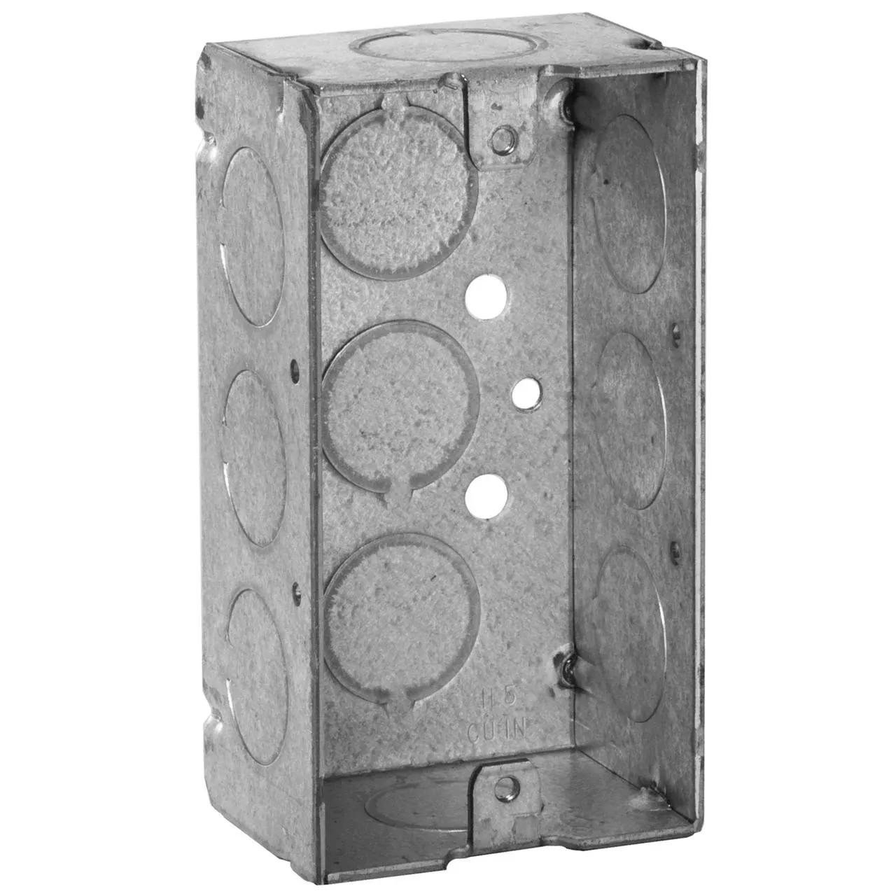 Electrical Box, 11.5 cu in, Handy Box, 1 Gang, Galvanized Zinc, Rectangular