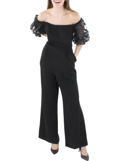 Xscape Womens Applique Off-The-Shoulder Jumpsuit