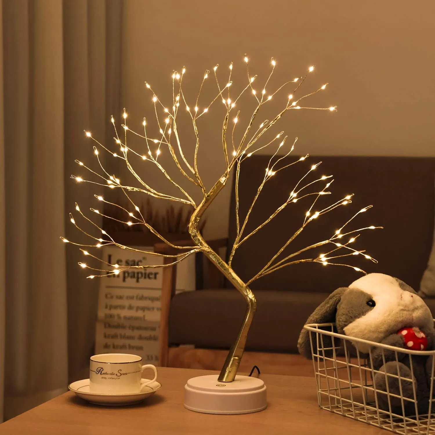 Byncceh 108LED Firefly Tree Lights -DIY Artificial Bonsai Tree Lights,USB/Battery ...