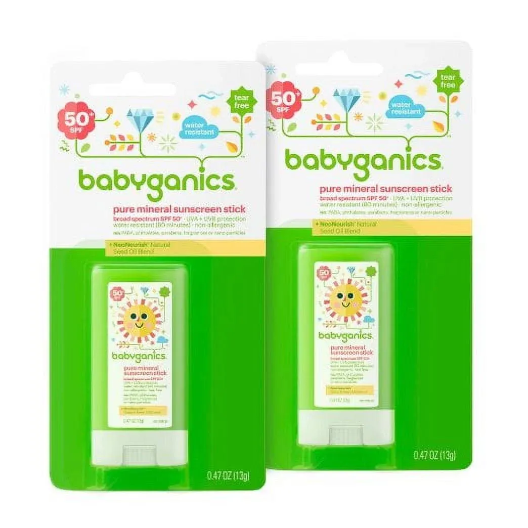 Babyganics Sunscreen Stick SPF 50, .47oz Stick (Pack of 2)