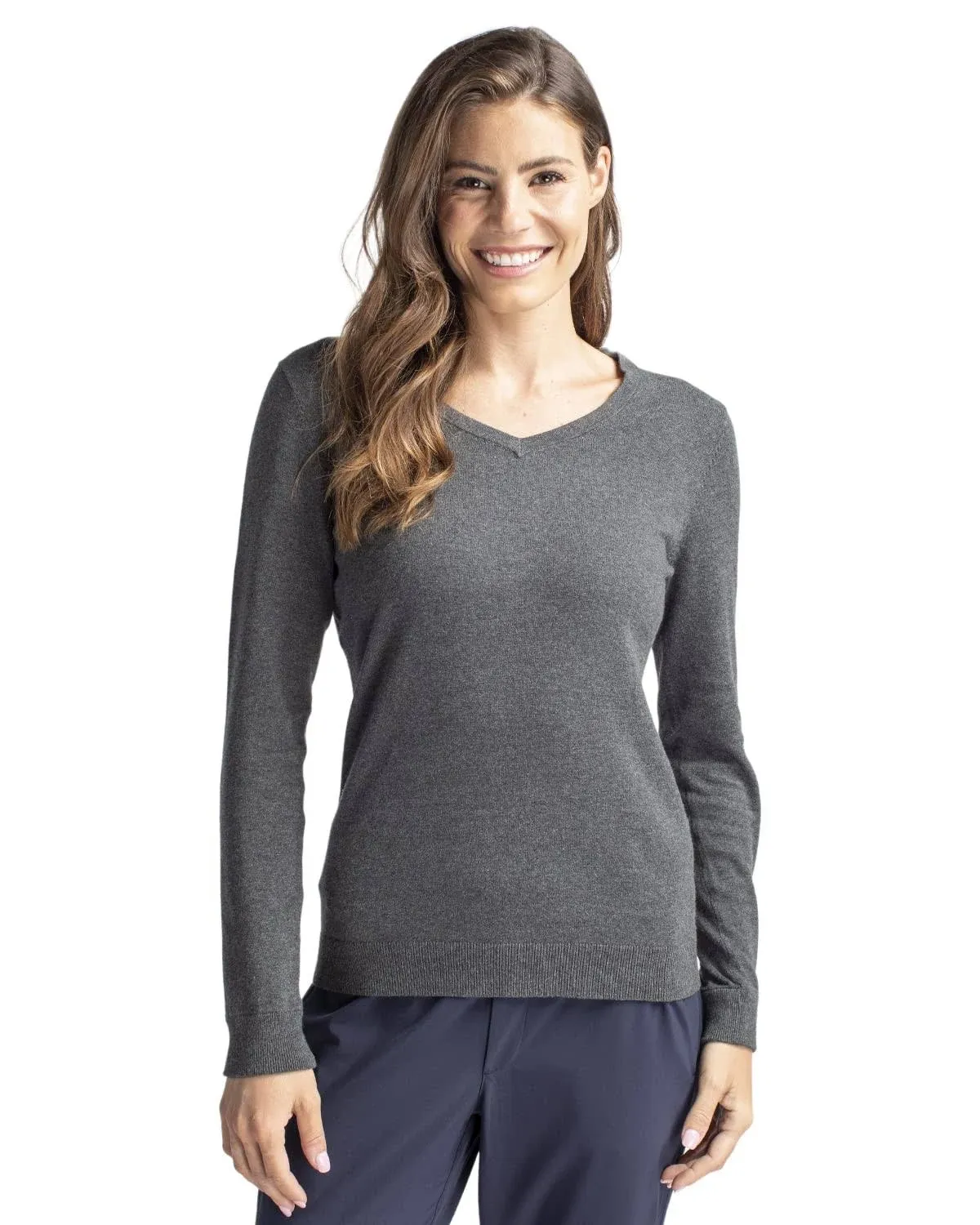 Cutter & Buck Lakemont Tri-Blend Womens V-Neck Pullover Sweater