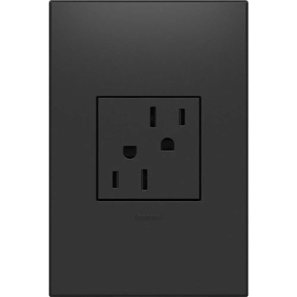 Legrand Adorne 15A Tamper-Resistant Outlet with Matching Wall Plate in Graphite ...