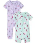 The Children's Place baby girls Koala Strawberry Snug Fit Cotton Zip Front One Piece Pajama 2 Pack