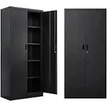 BESFUR Metal Storage Cabinet, 72" H x 36" W x 18" D Garage Storage Cabinet, Adjustable Shelves and Locking Doors for Office, School, Garage - Black