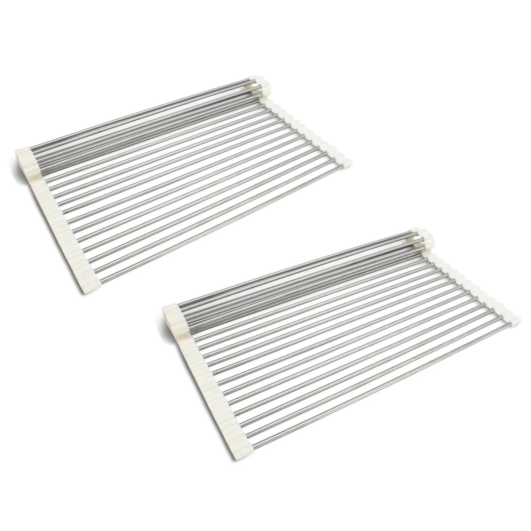 Cook with Color Roll Up Dish Rack, Over The Sink Mat for Drying Dishes, White ...