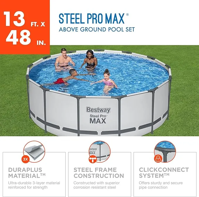 Bestway Steel Pro MAX 13'x48" Round Above Ground Swimming Pool with Pump & Cover - 105.34 - Bed Bath & Beyond - 36531652