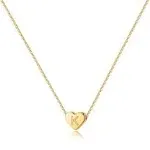 Heart Initial Necklaces for Girls Gifts 14K Gold Filled Heart Pendant Letter Alp