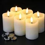 Lezonic Flameless Votive Candles Battery Operated with Remote and Timer, Pack of 6 (D:2" X H:3") LED Ivory White Long Lasting Flickering Wax Candles with Realistic 3D Flame