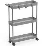 Simple Houseware Kitchen Cart Storage 3-Tier Slim/Super Narrow Shelves, Grey