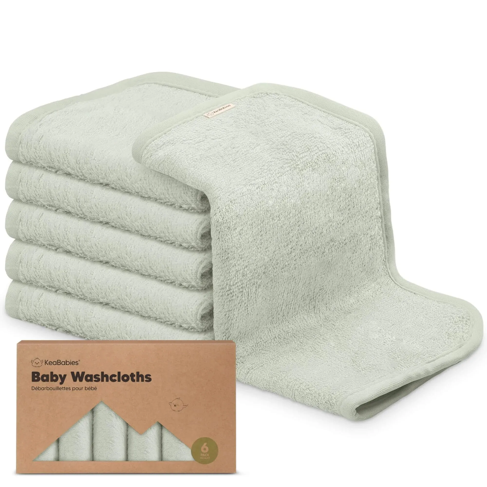 KeaBabies Deluxe Baby Washcloths - Dove