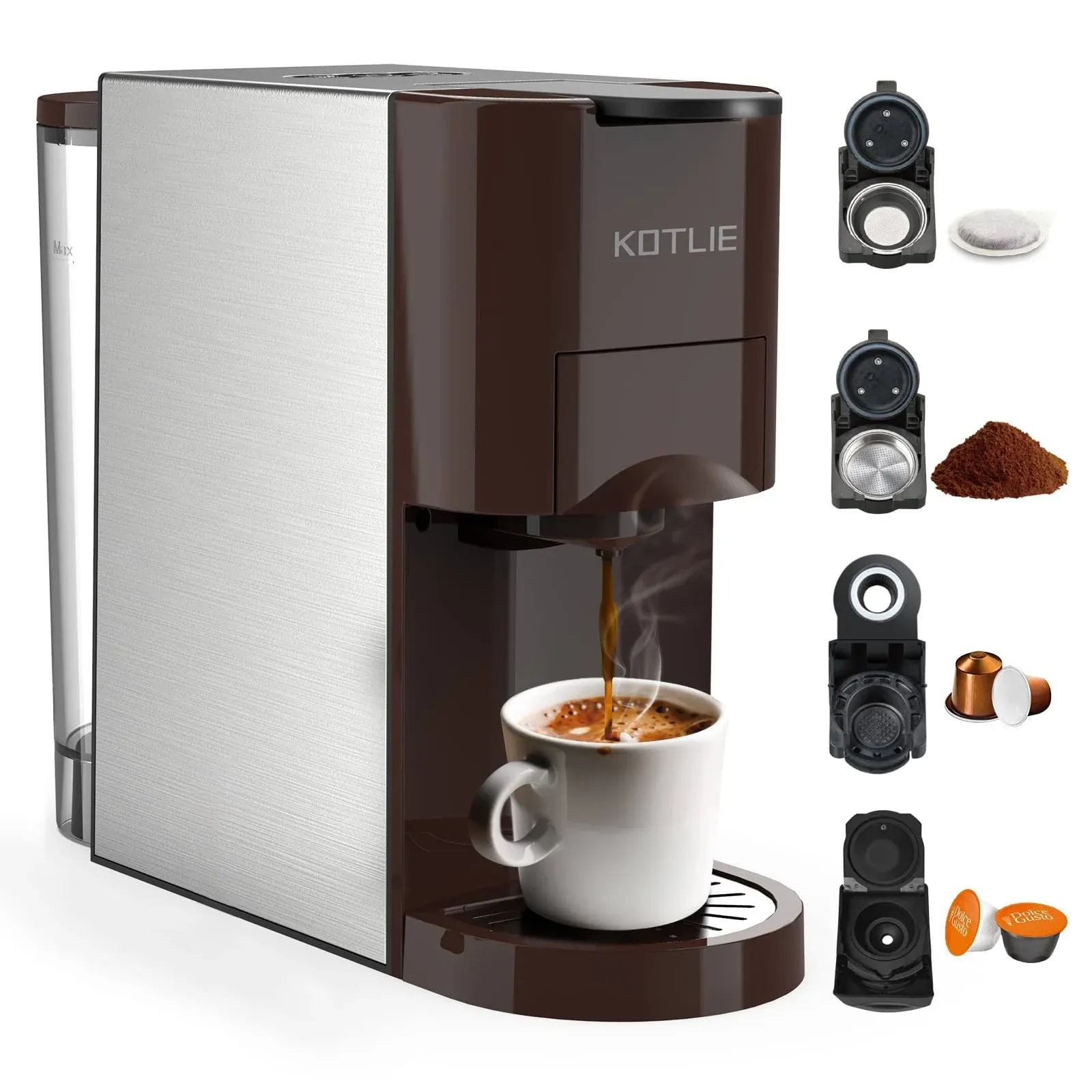 KOTLIE Espresso 4in1 Coffee Machine for Nespresso Original/Dolce Gusto/L’OR ...